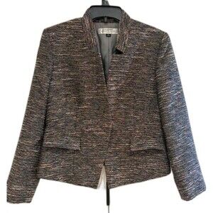 Tahari Arthur S Levine Womens Blazer 10P Petite Multi Color Metallic Pattern EUC